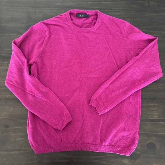 Isle Pink Merino Wool Sweater Size Large Crew Neck Long Sleeve Edinburgh - Picture 2 of 5